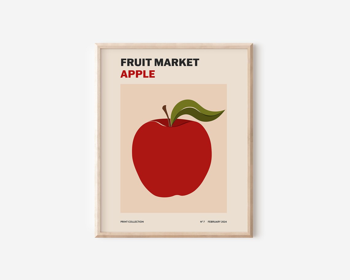 Apple Fruit Market Abstract Art Print, Kitchen Decor