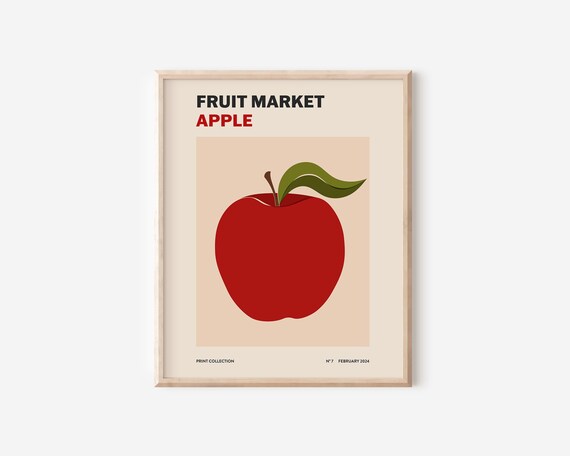 Apple Fruit Market Abstract Art Print, Kitchen Decor