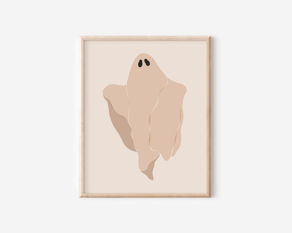 Minimalist Spooky Ghost Illustration Cute Spooky Wall Decor Modern Halloween Print Autumn Decor Ghostly Art Print Instant