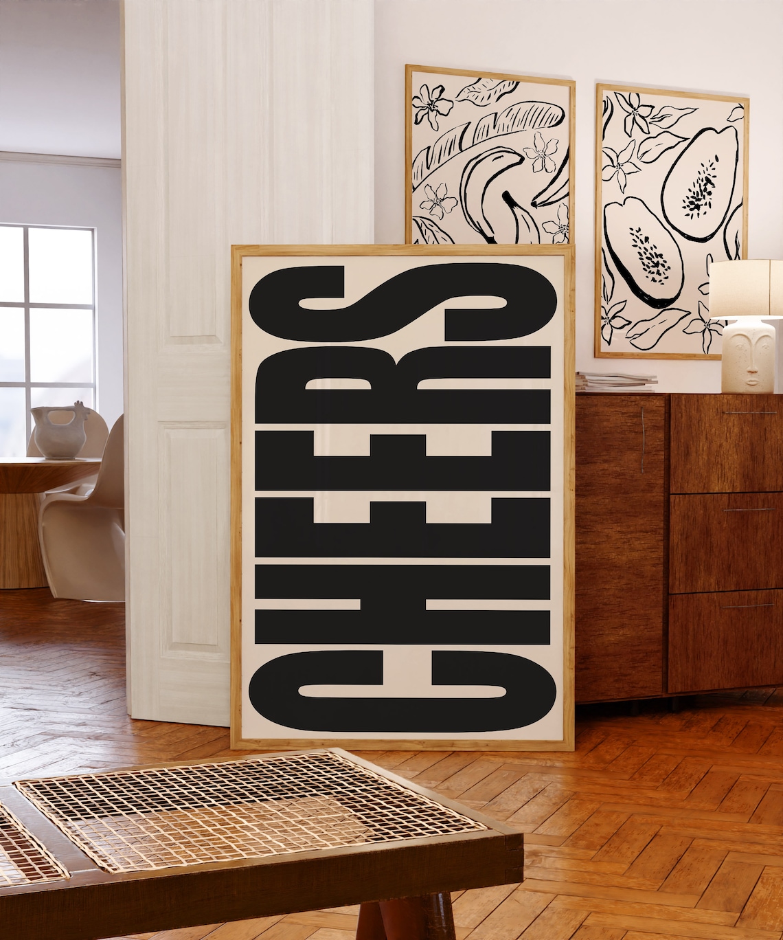 Cheers Typography Poster, Retro Bar Wall Decor