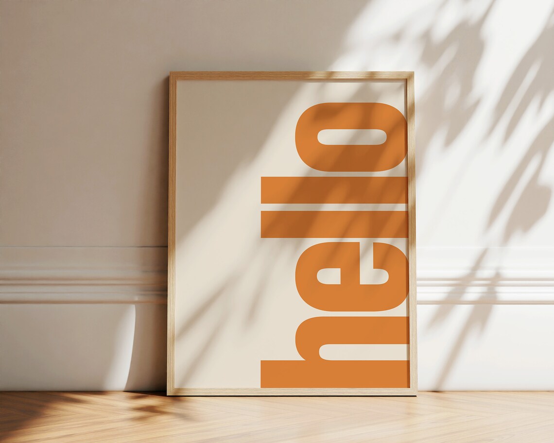 Hello Typography Poster, Retro Neutral Gallery Art - Image 2