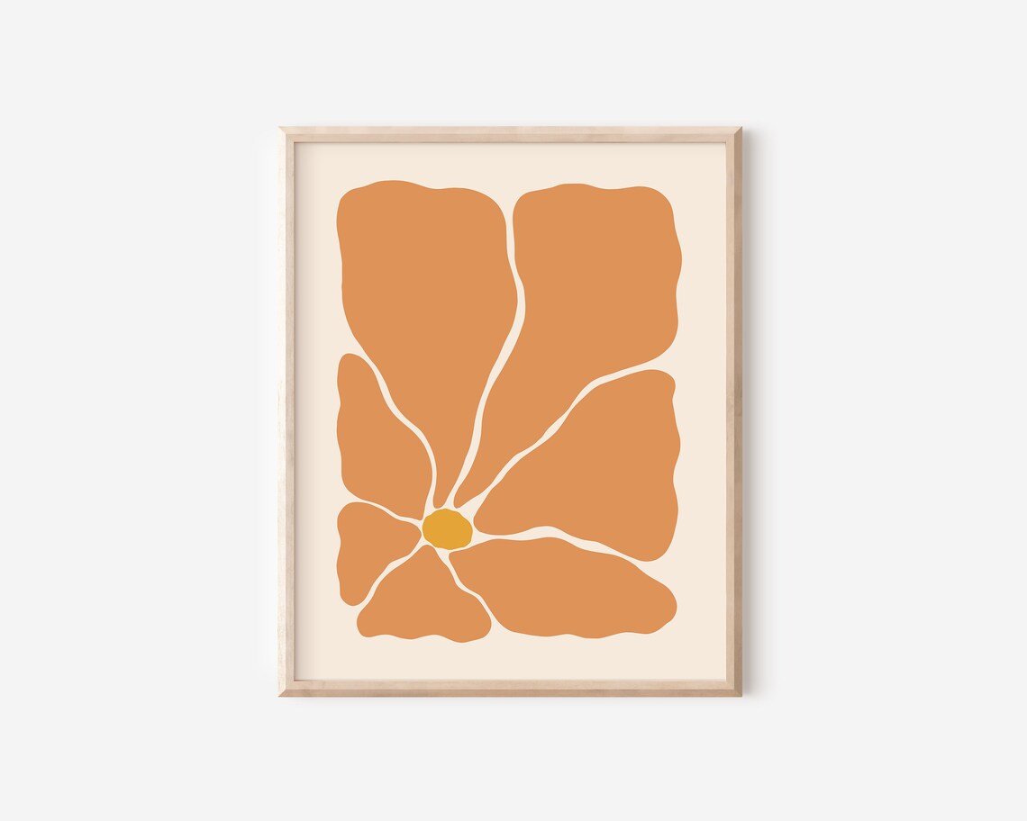 Retro Abstract Flower Art Print, Matisse-Inspired