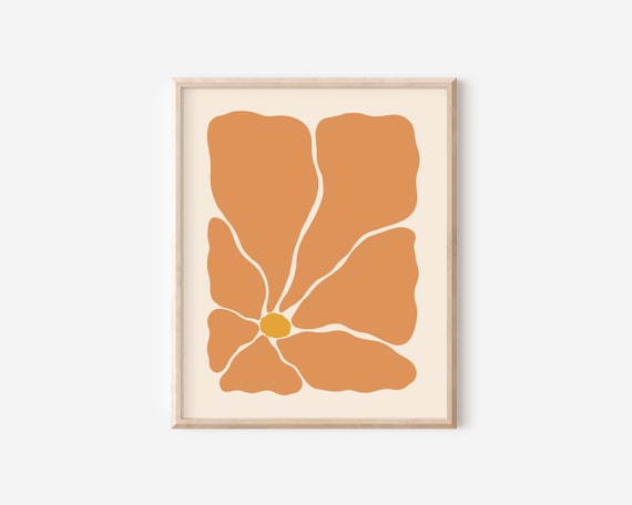 Retro Abstract Flower Art Print, Matisse-Inspired