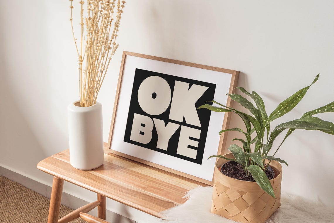 Ok Bye Cream Black Bold Typography Fun Modern Gallery Wall Poster - Image 2