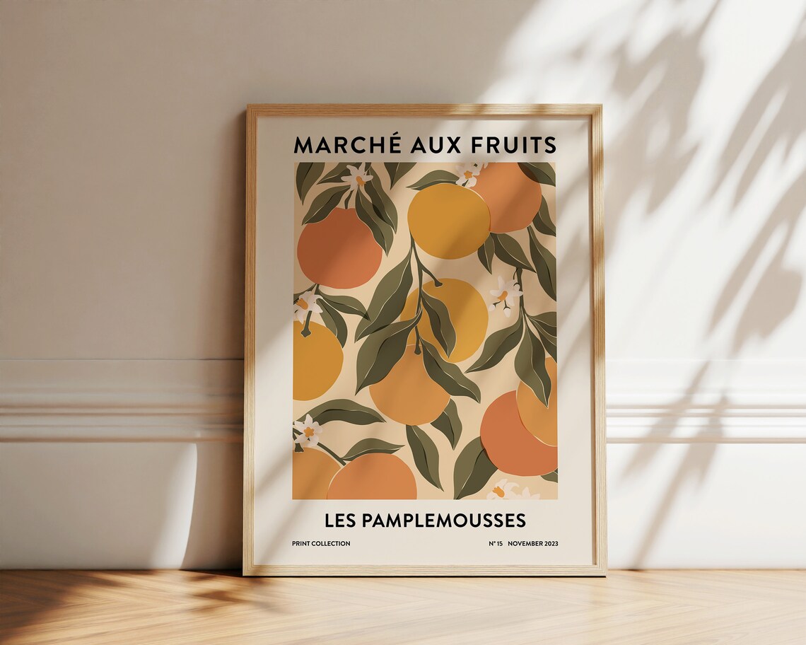Grapefruit Print, Botanical Kitchen Art Print
