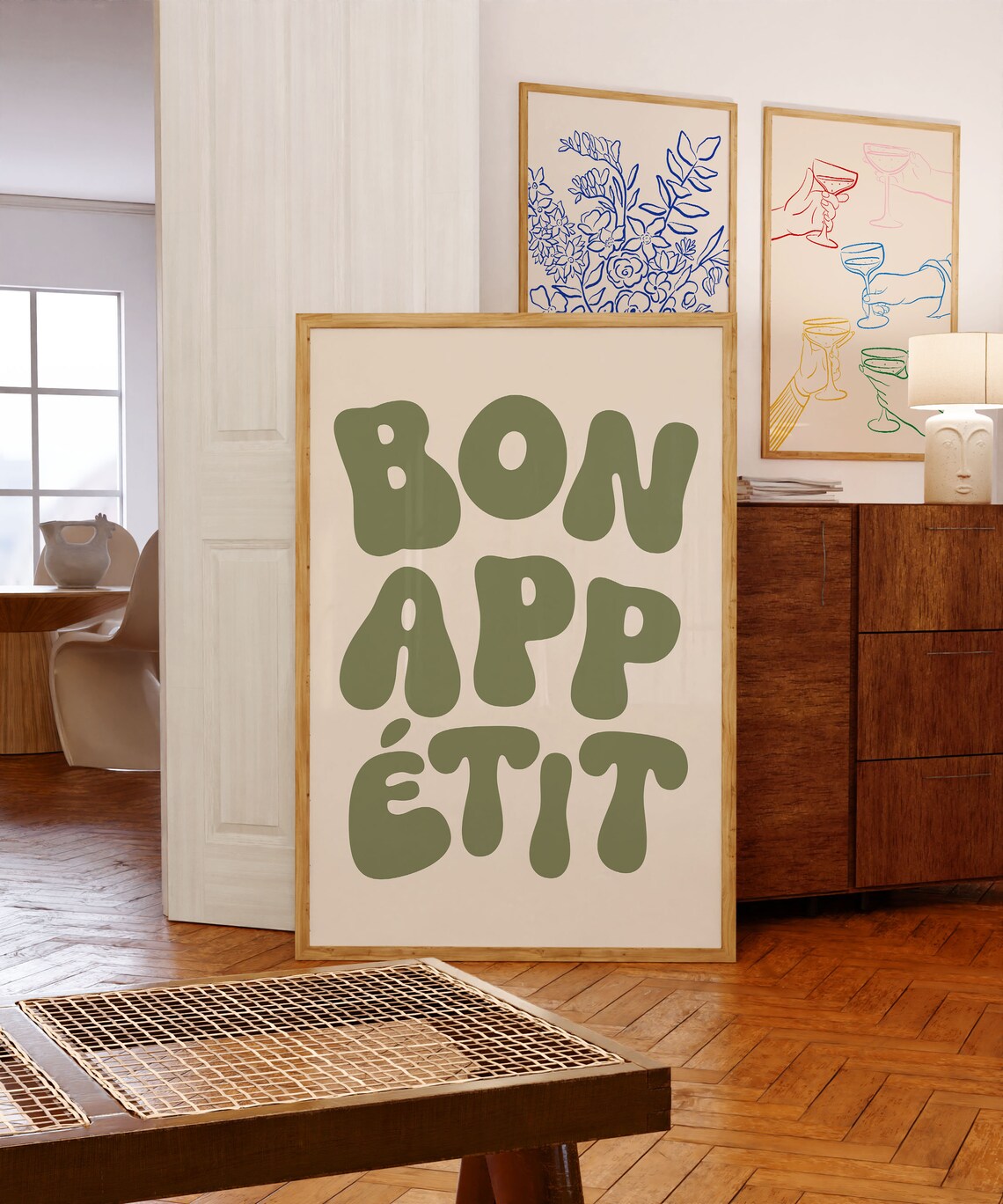 Bon Appetit Typography Poster, French Kitchen Decor