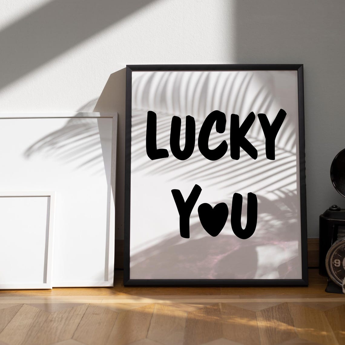 Lucky You With Heart Minimalist Trendy Dorm Typography Poster