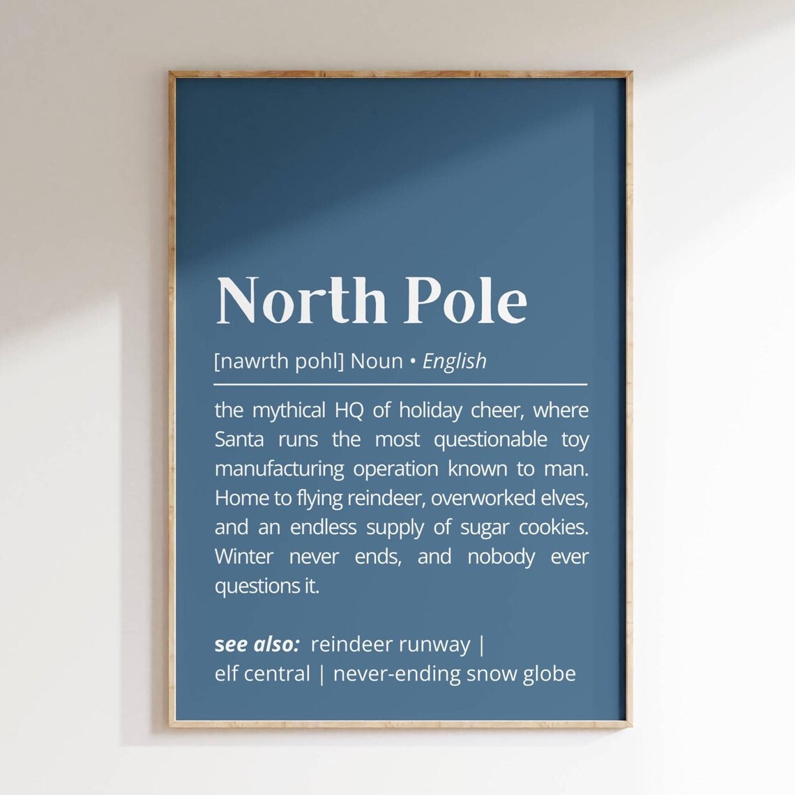 North Pole Definition Santa HQ Holiday Humor Dictionary Style Poster