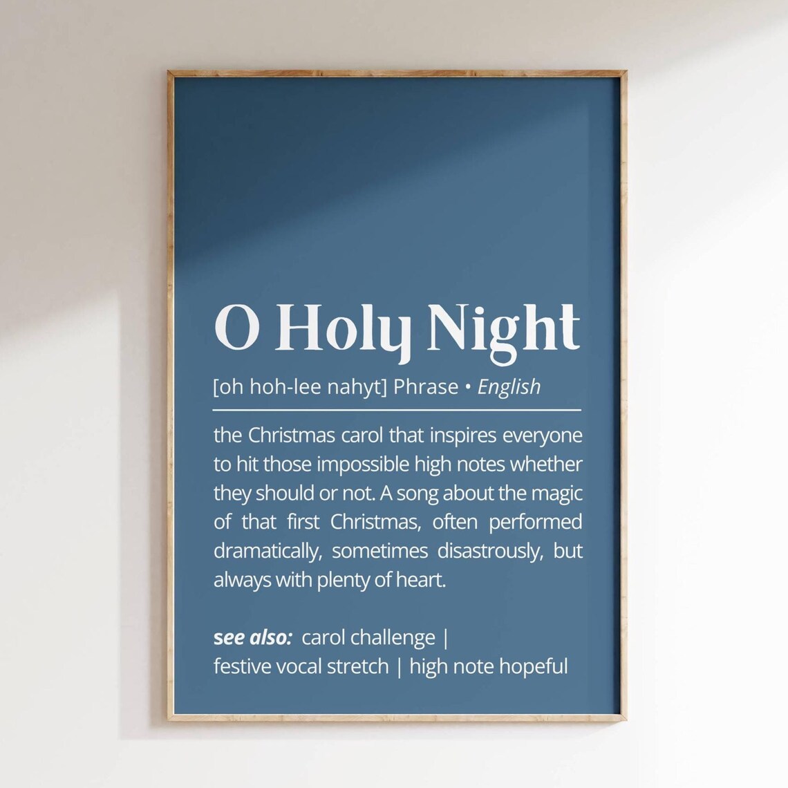 O Holy Night Definition Christmas Carol Humor Dictionary Style Poster