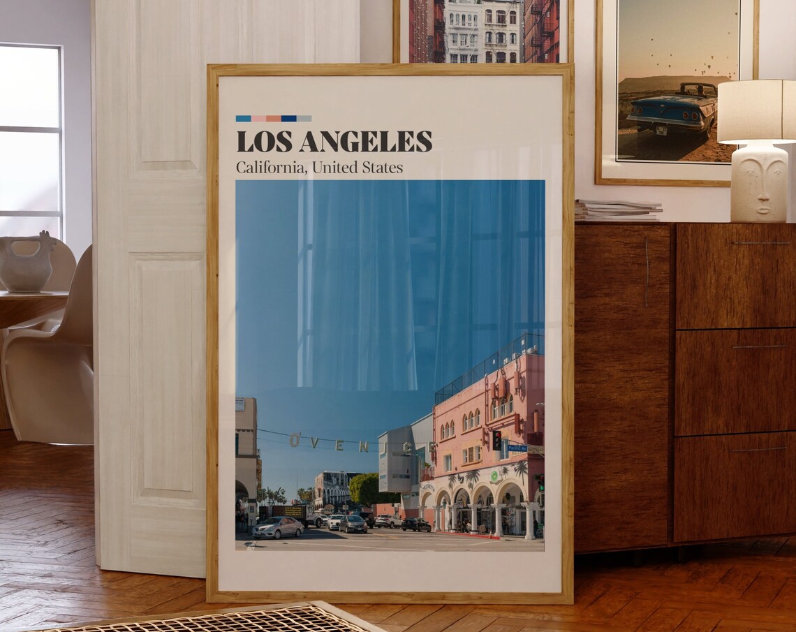 Los Angeles Venice Beach Street Pink Building Photo Travel Poster
