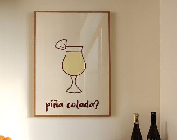 Pina Colada Hurricane Glass Pineapple Garnish Tropical Bar Art Poster