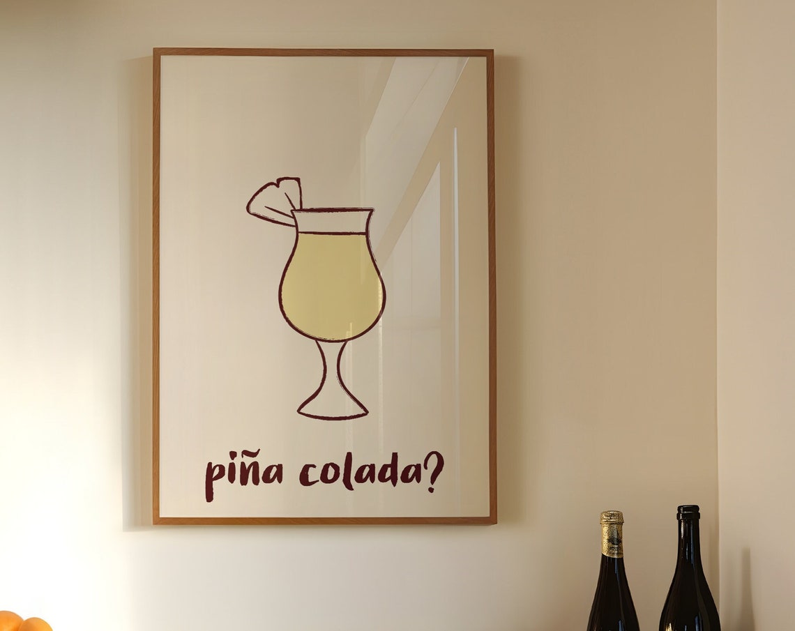Pina Colada Hurricane Glass Pineapple Garnish Tropical Bar Art Poster