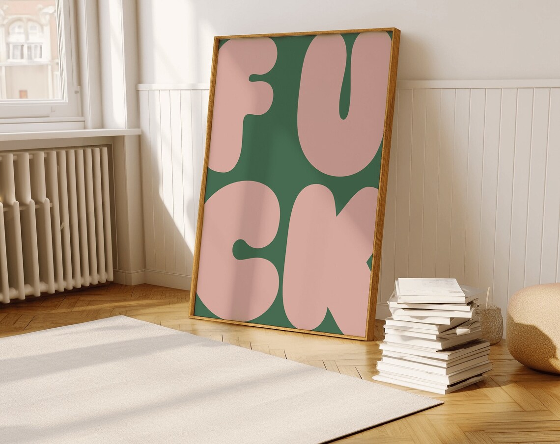 Fck Vibrant Swear Word Quote Print, Quirky Decor