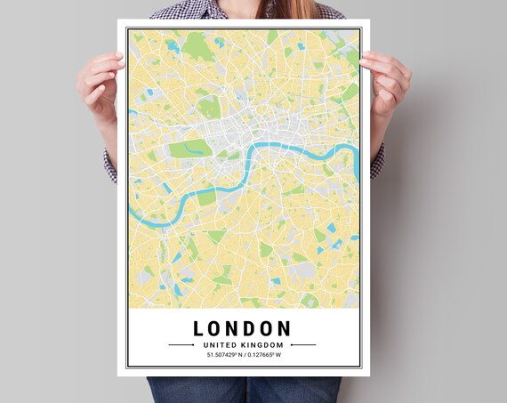 London Map Art Print Vintage Retro Minimal Poster Modern Of Free Uk Delivery