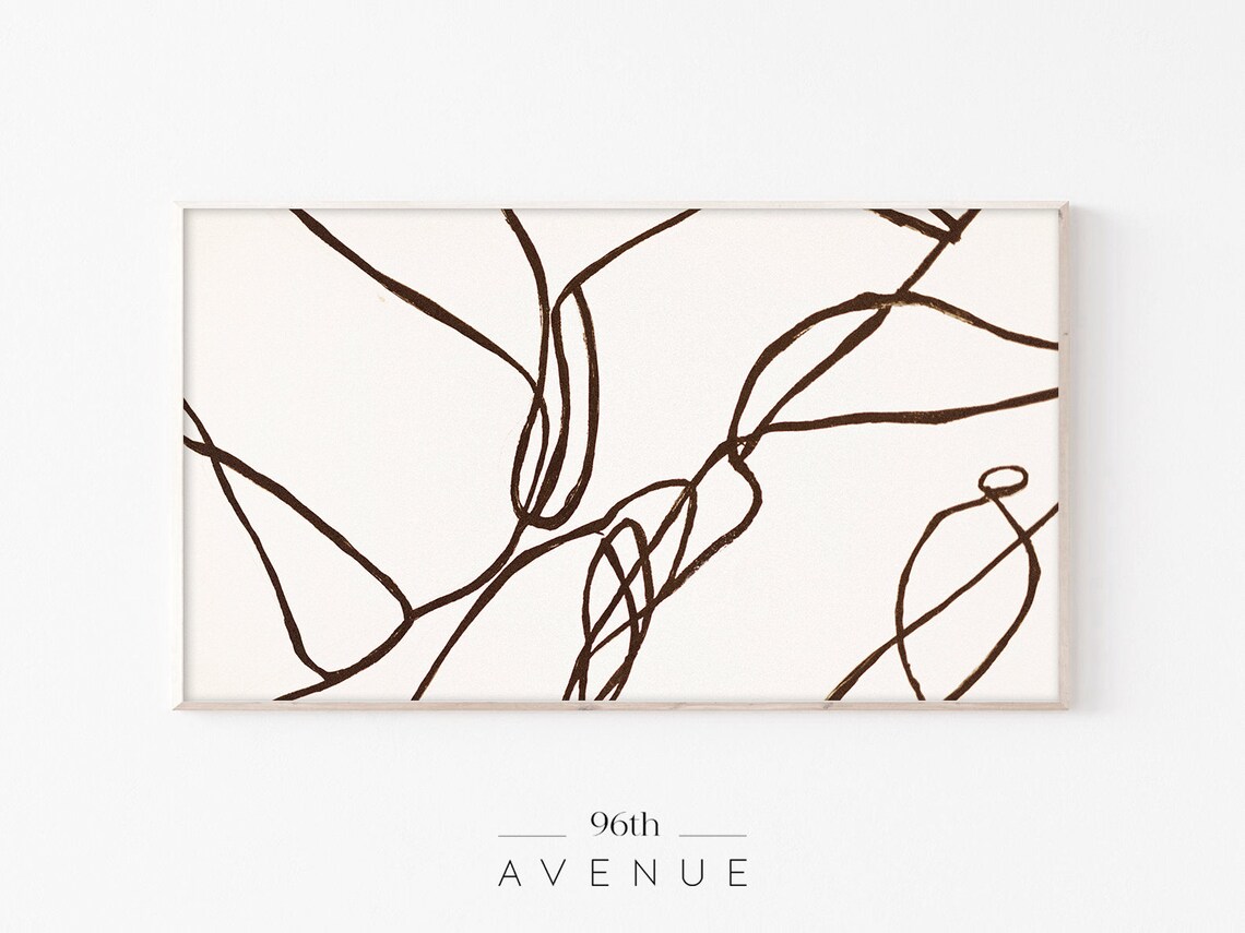 Neutral Abstract Line Art for TV, Minimalist Art Print