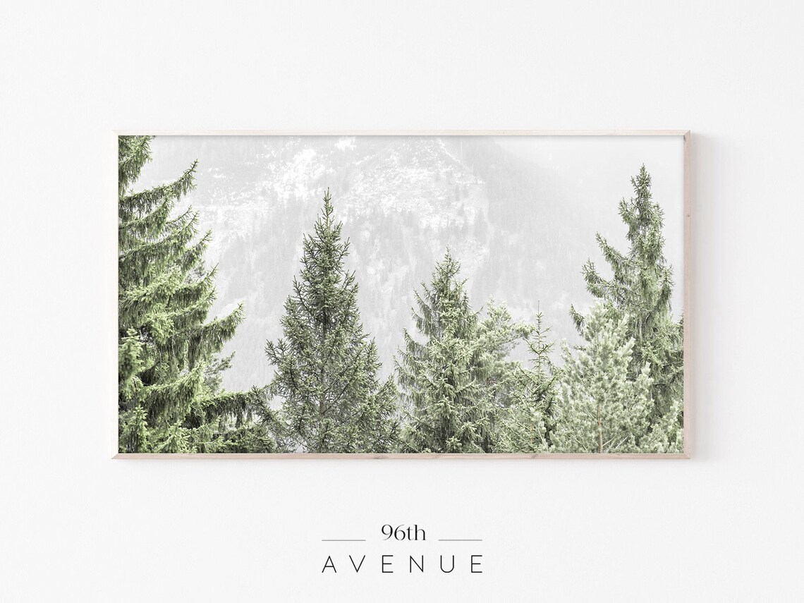 Pine Forest Trees Art Print, Nature Landscape
