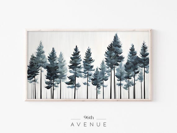 Pine Tree Forest Painting, Forest Decor