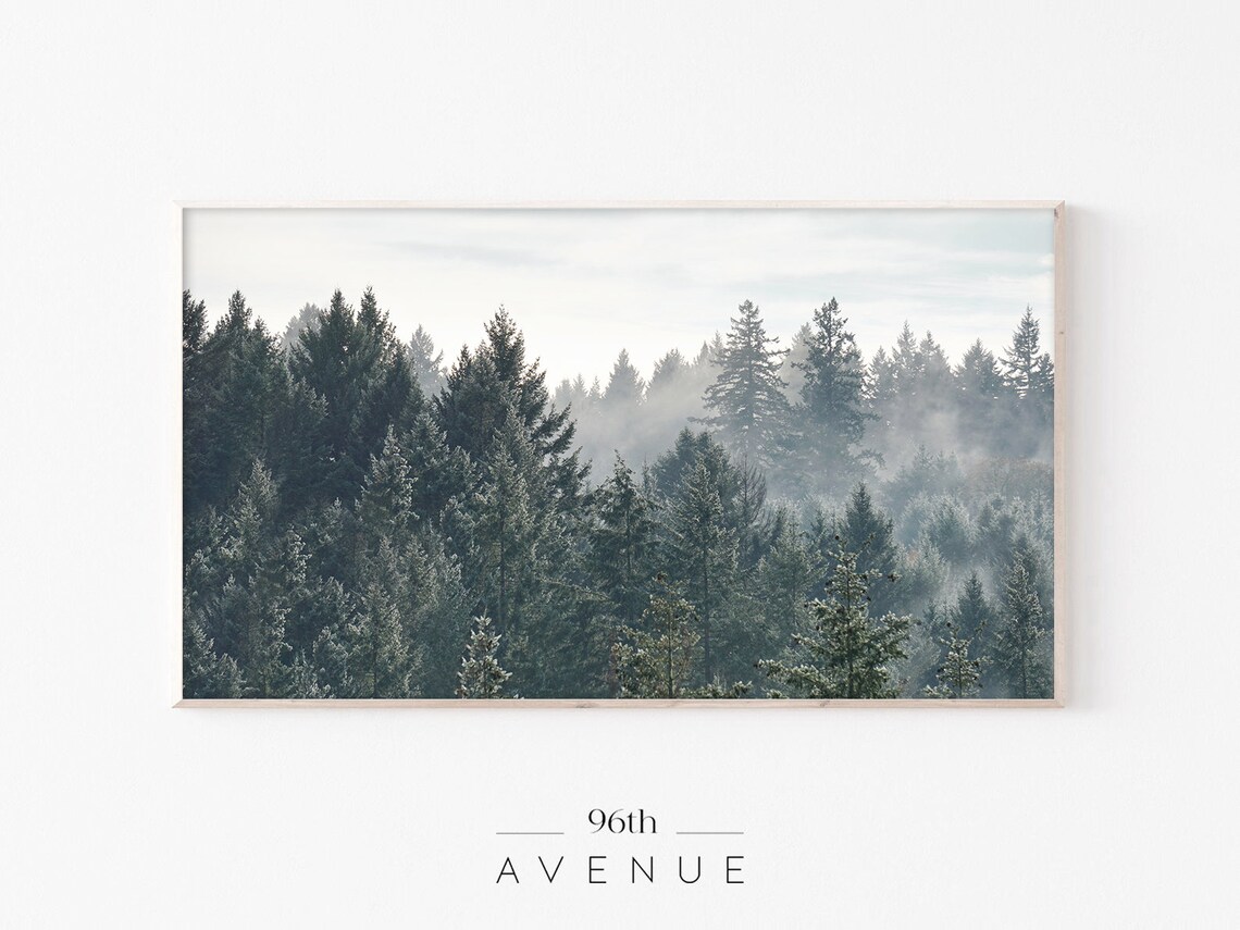 Foggy Forest Scandinavian Landscape Art Print