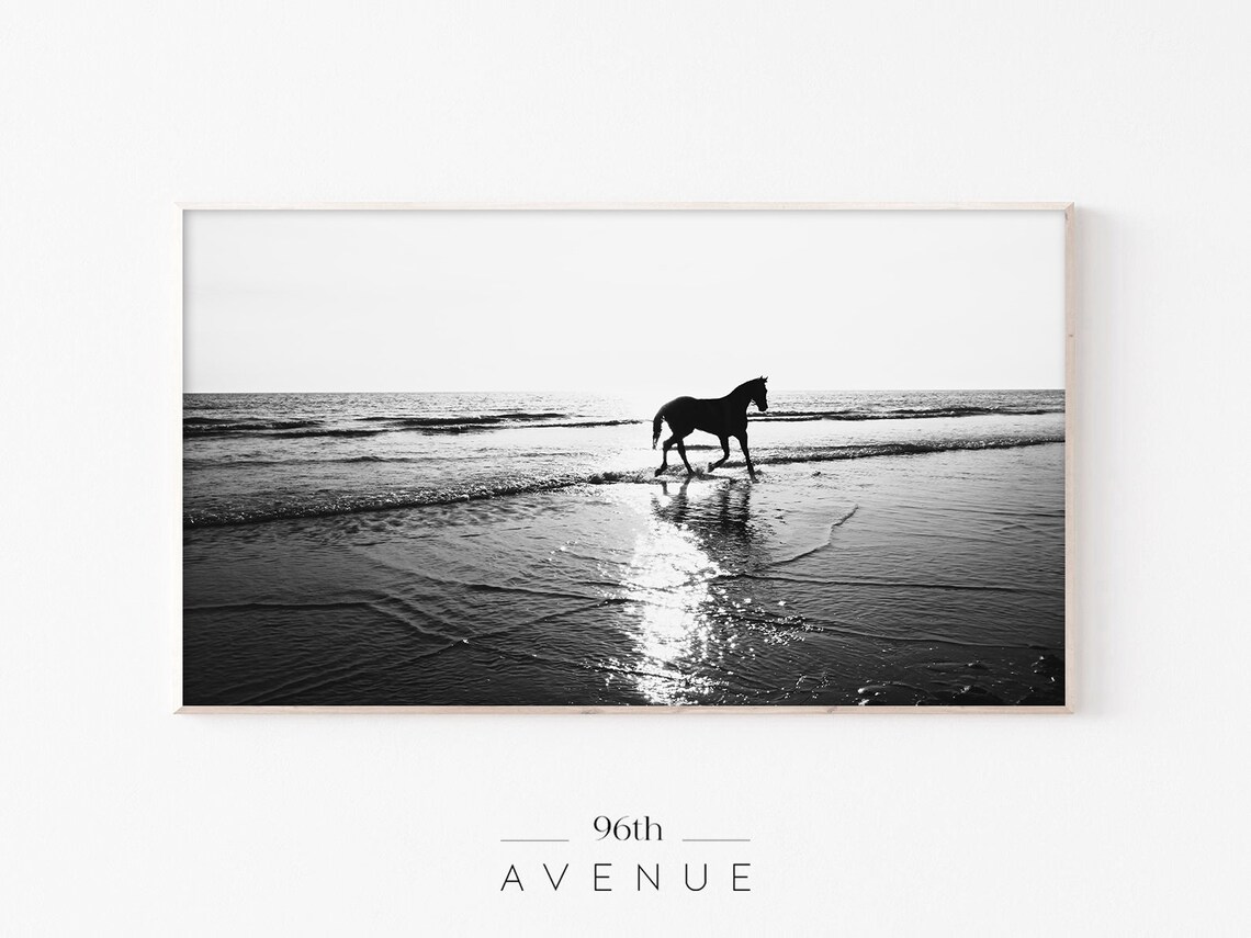 Horse On A Beach Art Print, Coastal Subject