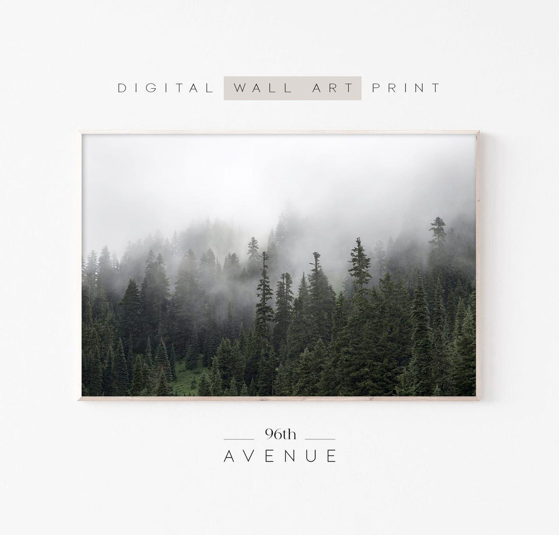 Foggy Forest Poster, Moody Landscape