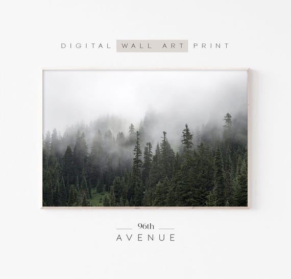Foggy Forest Poster, Moody Landscape