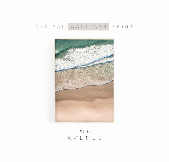 Aerial View Of Ocean Waves Meeting Sand Drone Beach Photo Poster