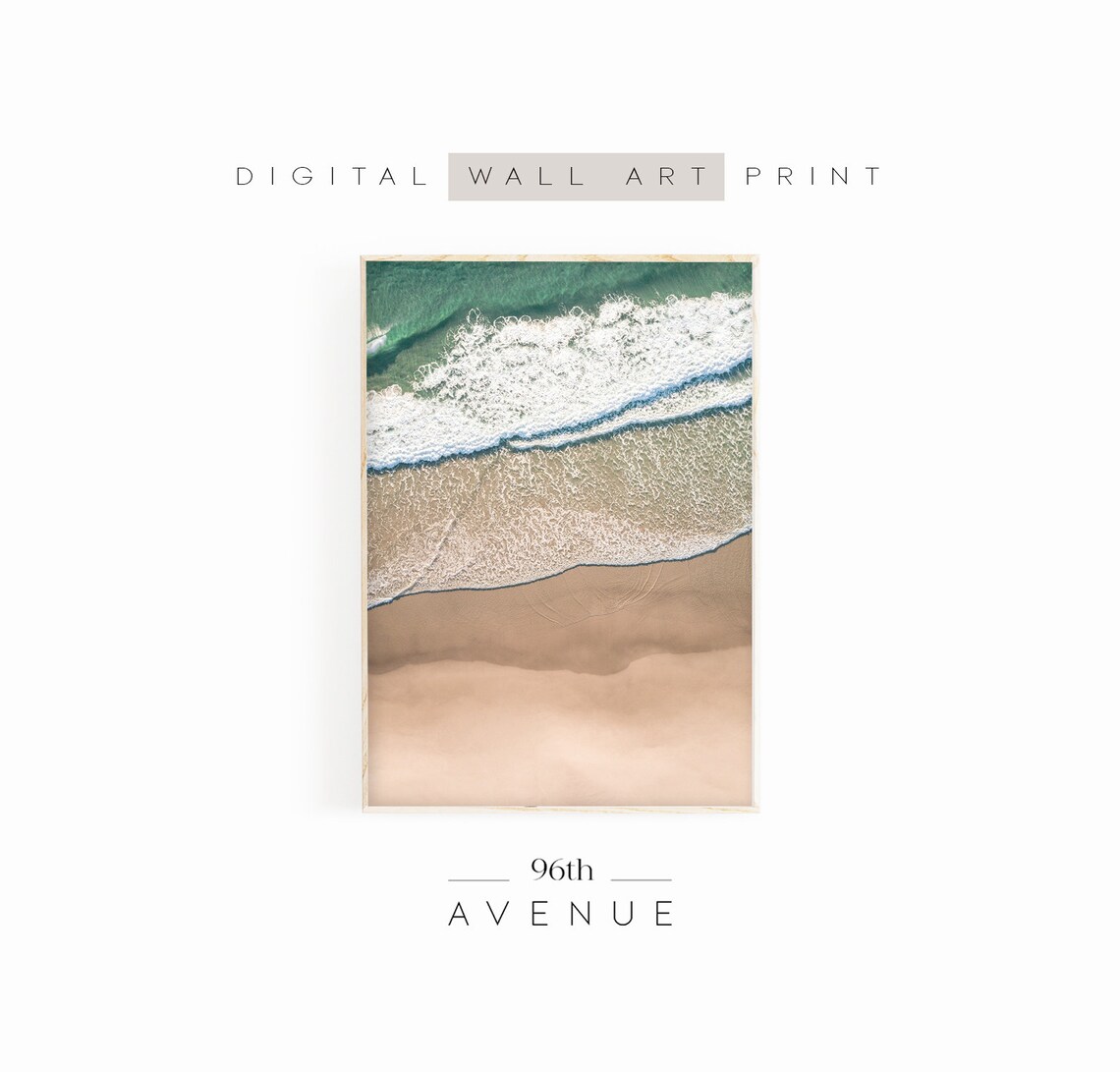 Aerial View Of Ocean Waves Meeting Sand Drone Beach Photo Poster