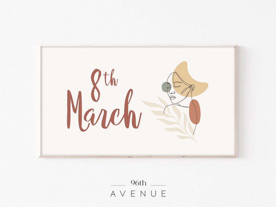 8th March Womens Day Script Modern Woman Line Art Gift Poster