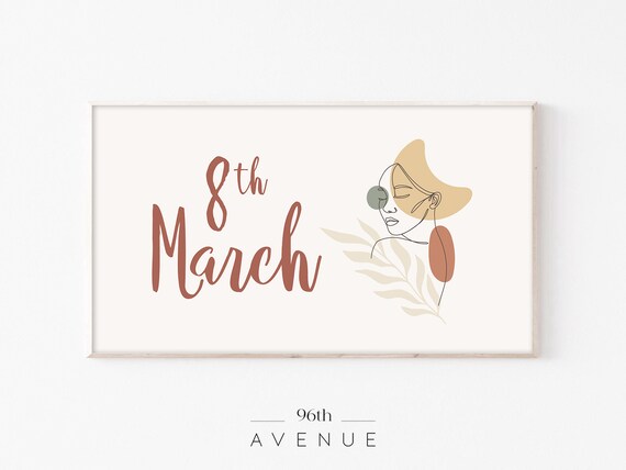 8th March Womens Day Script Modern Woman Line Art Gift Poster