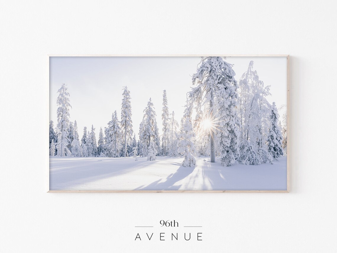 Christmas Winter Dawn Art Print, Holiday Snow Scene