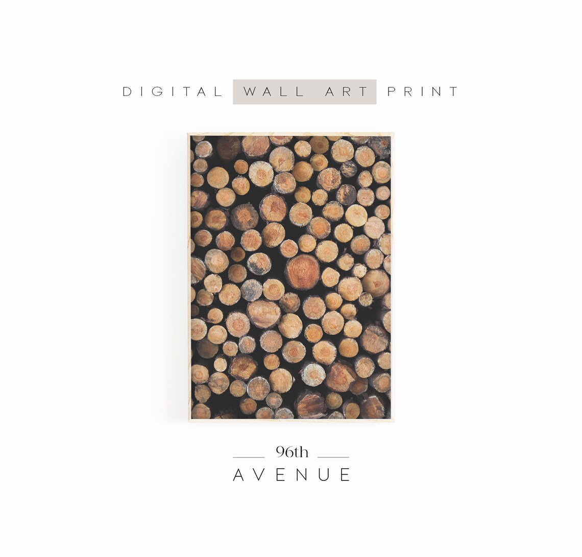 Tree Logs Print, Rustic Lodge Wall Art
