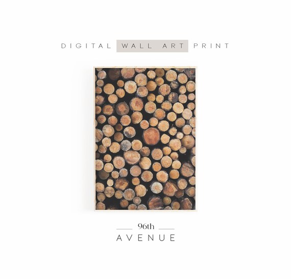 Tree Logs Print, Rustic Lodge Wall Art