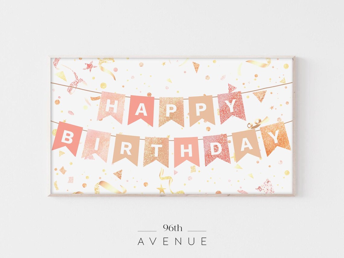 Happy Birthday Frame TV Party Decor Art Print