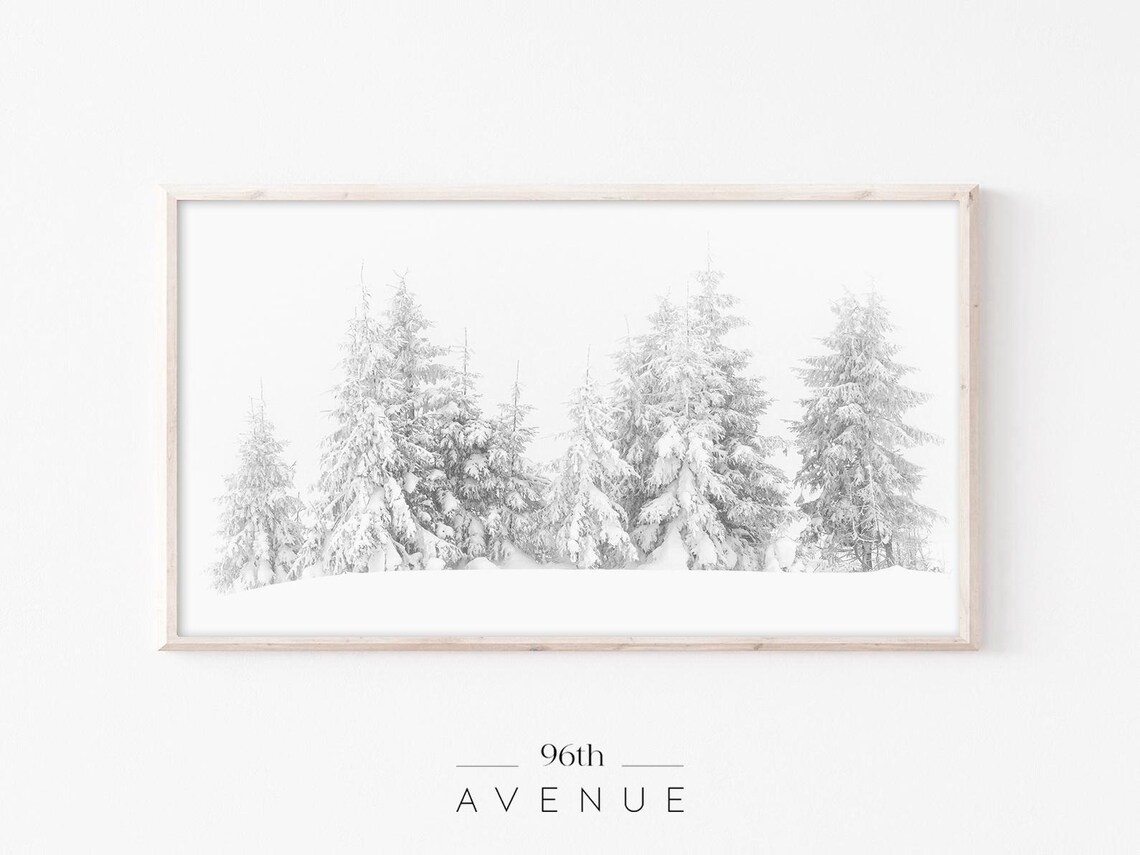 Minimalist Snowy Pine Trees in Whiteout Winter Photography Poster