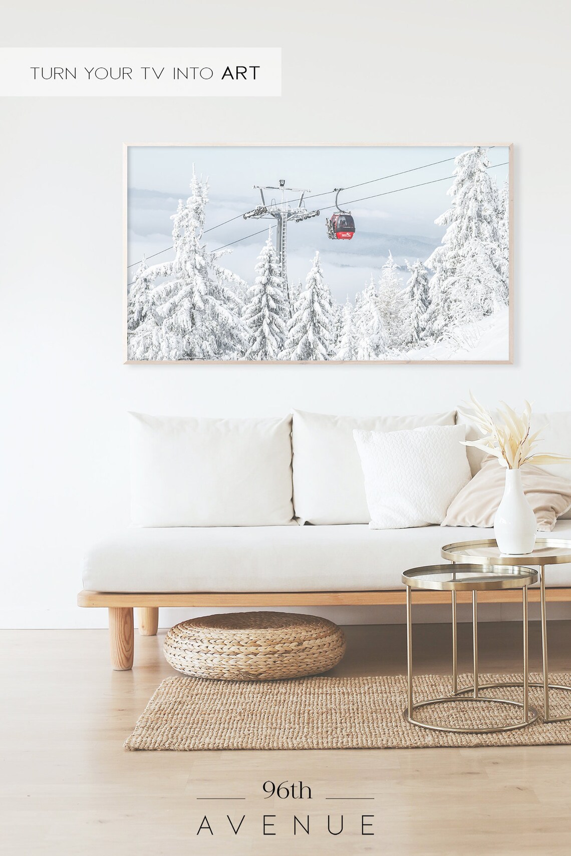 Winter Ski Lift Art Print, Holiday Seasonal Decor - Image 2