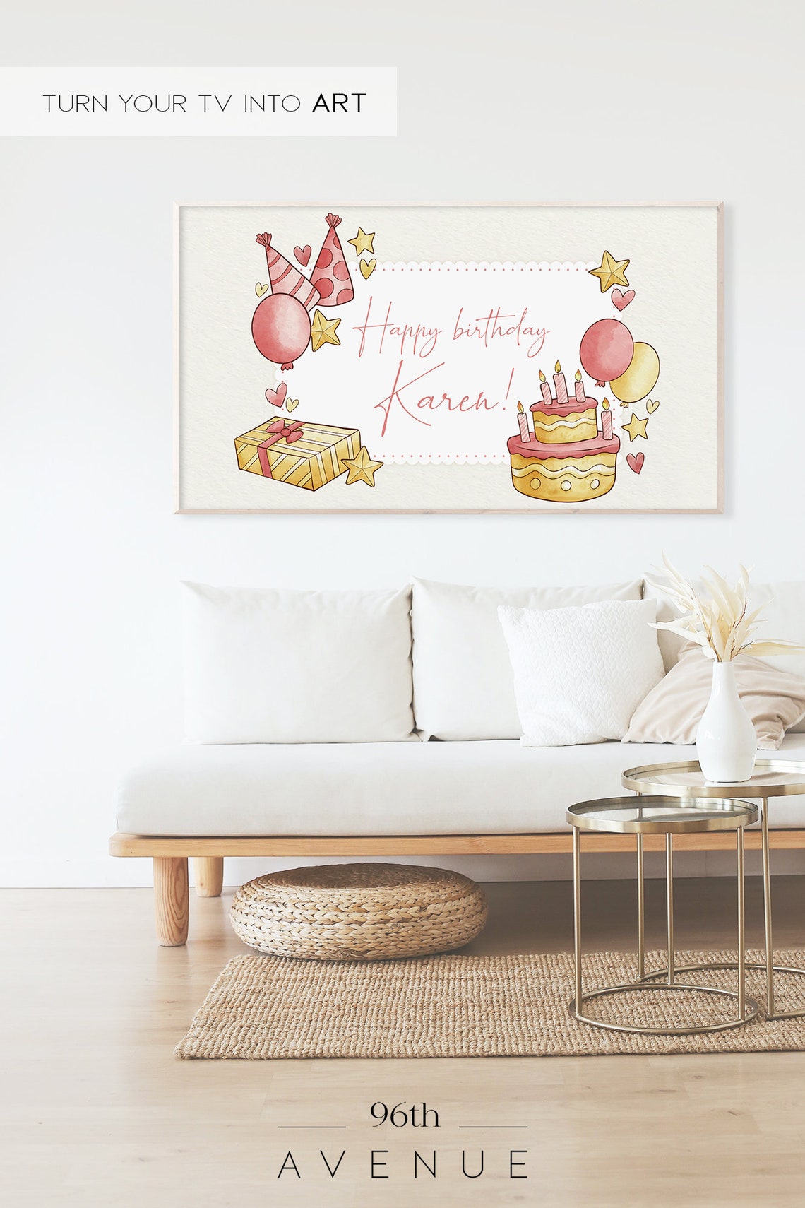 Custom Name Happy Birthday TV Art - Image 2