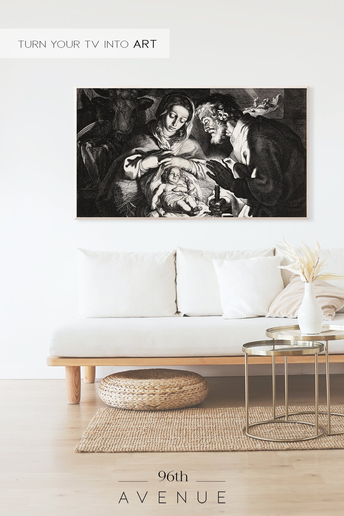 Christmas Nativity Scene Art Print for TV Decor - Image 2