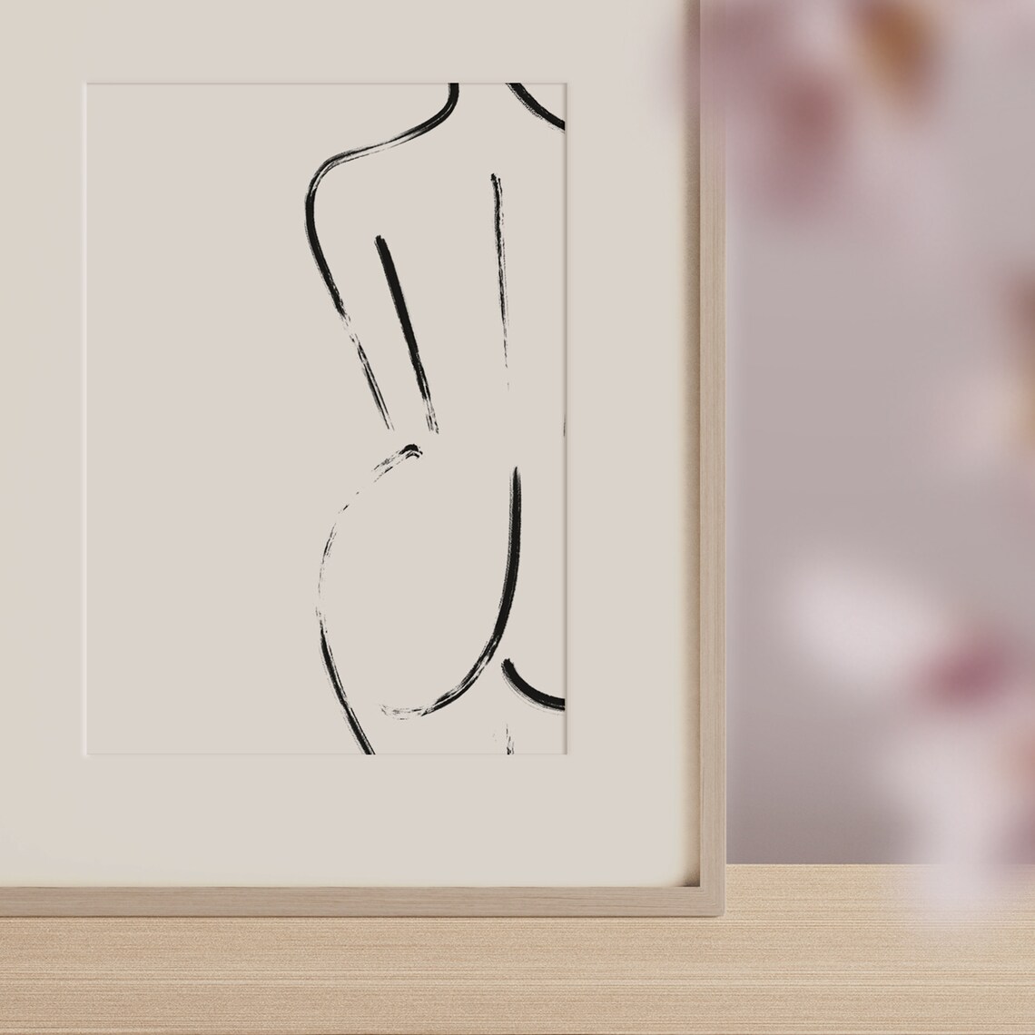 Brushstroke Female Figure Abstract Minimalist Body Art Black White Poster - Image 3