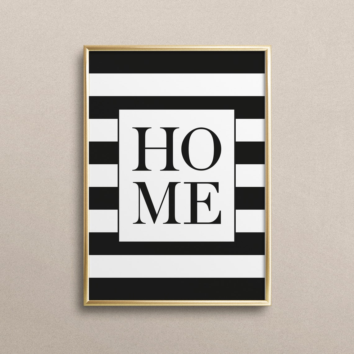 Home Black White Striped Bold Serif Modern Typography Poster