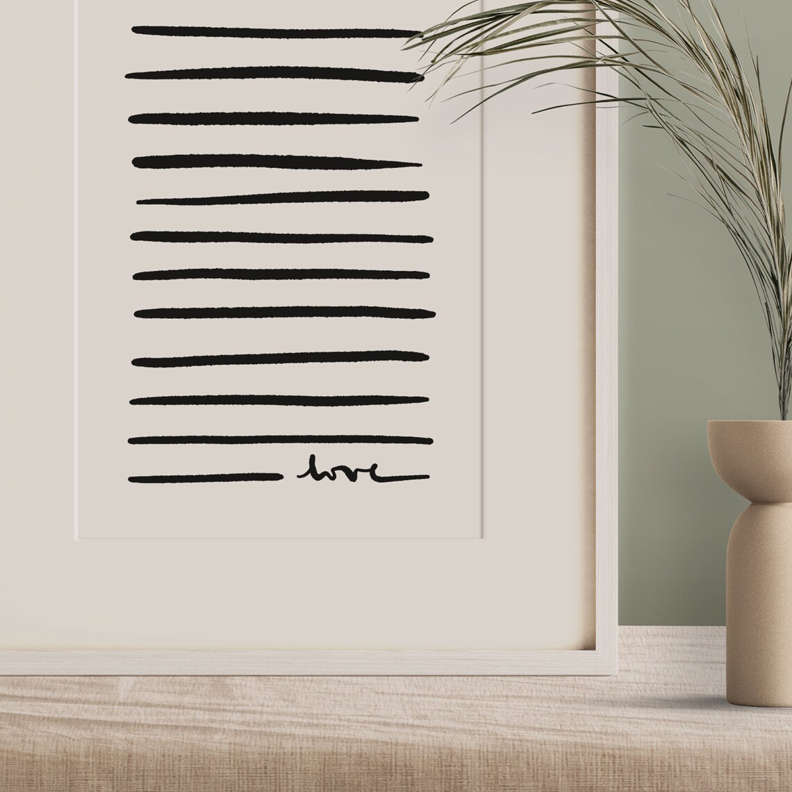 Love Written in Lines Minimalist Black Brush Stroke Art Poster - Image 3