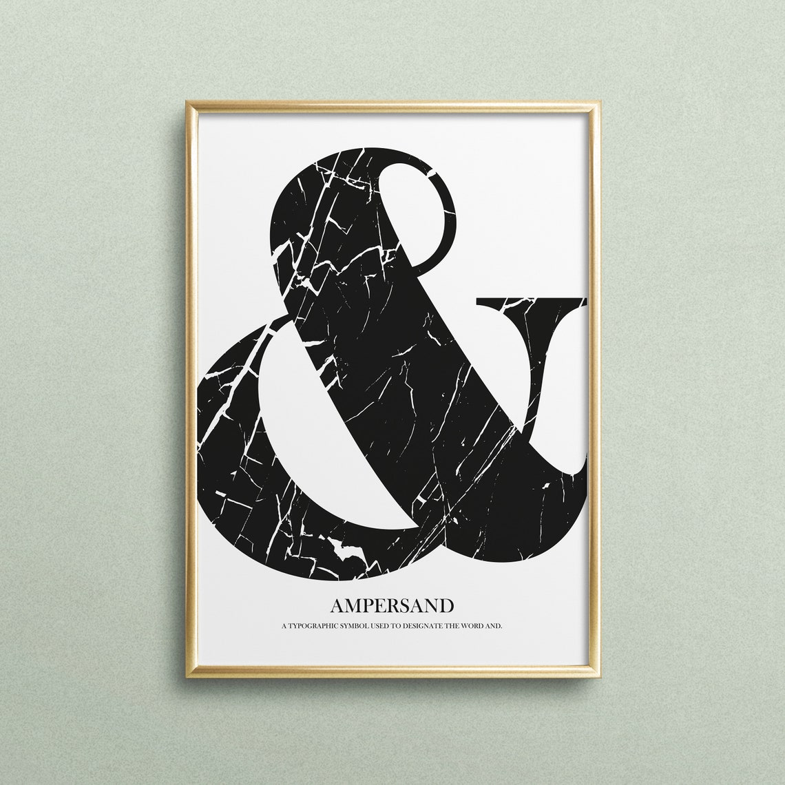 Black Marble Texture Ampersand Typographic Symbol Letter Poster
