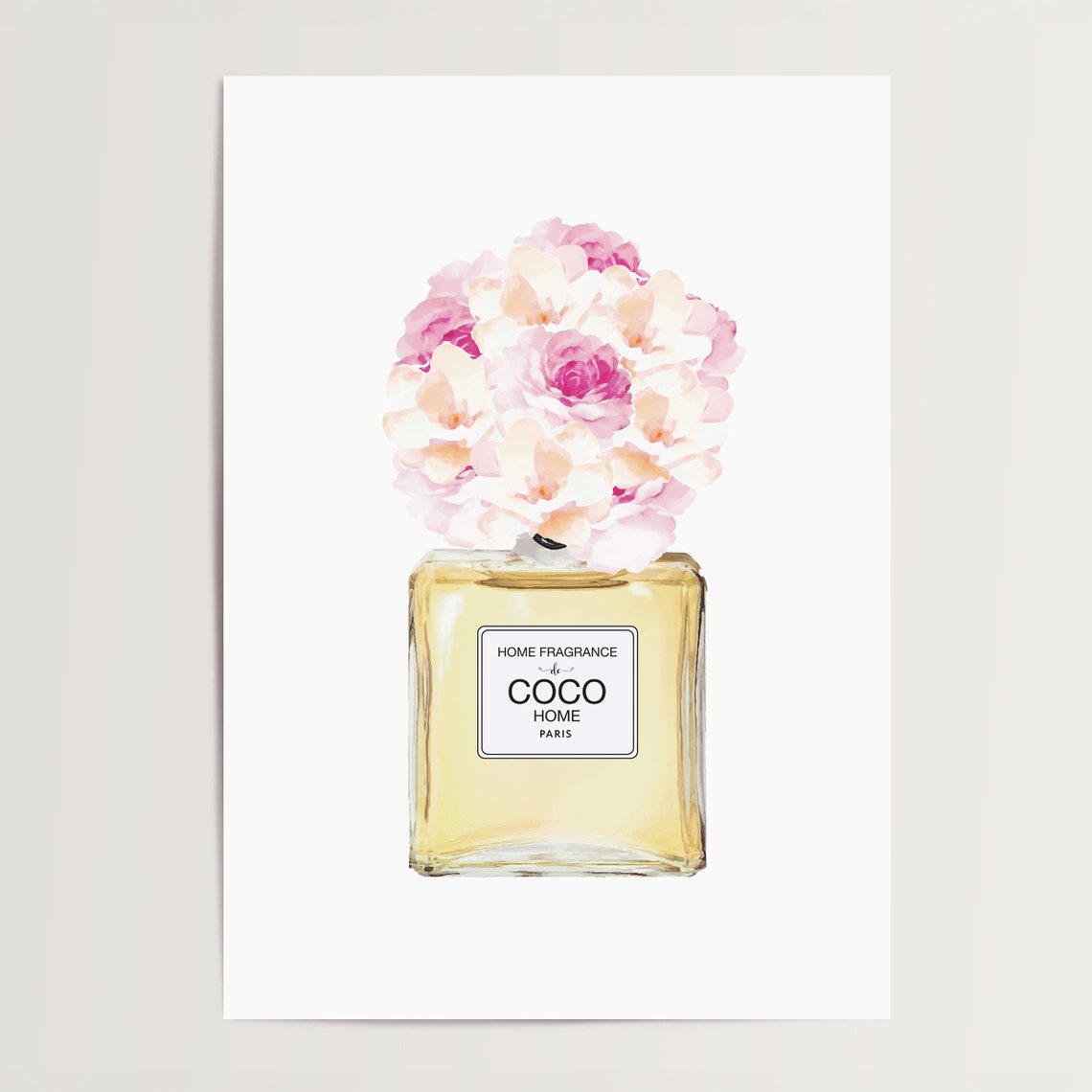 Coco Home Paris Peony Yellow Perfume Bottle Watercolor Poster - Image 4