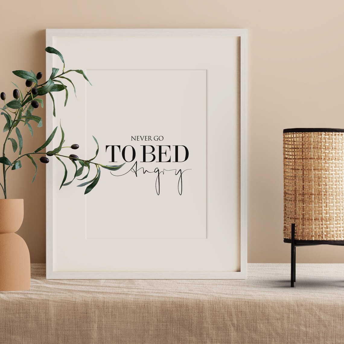 Never Go To Bed Angry Typography Art Print - Image 2