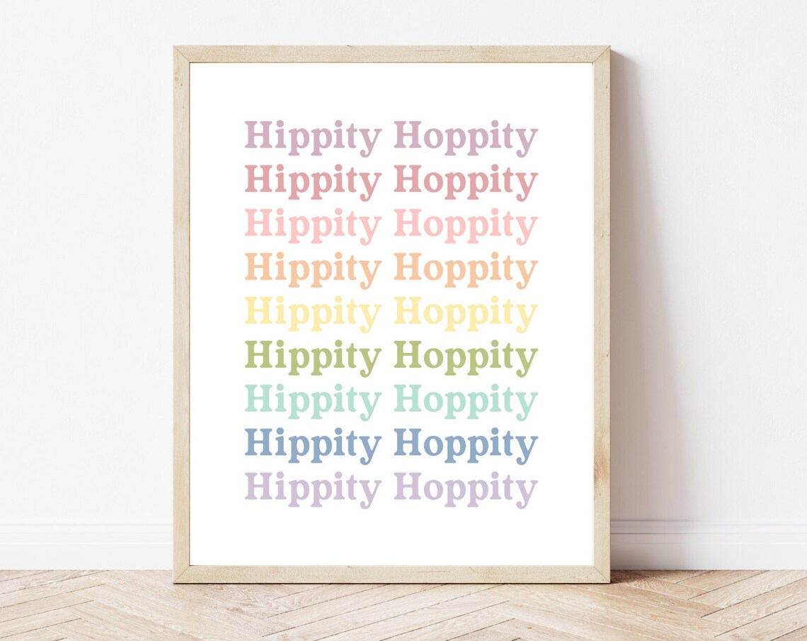 Hippity Hoppity Easter Art Print, Pastel Decor