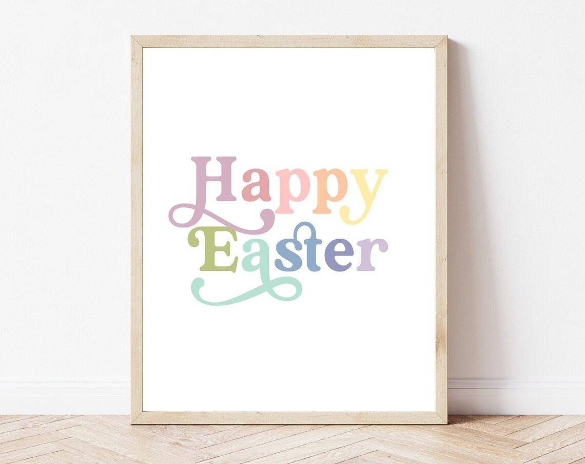 Happy Easter Sign, Easter Wall Art Print