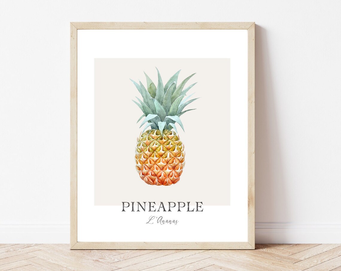 Pineapple Print, Watercolor Tropical Fruit Art
