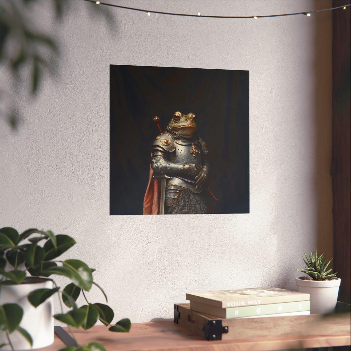 Dark Renaissance Fantasy Knight Frog Wearing Medieval Armor Poster
