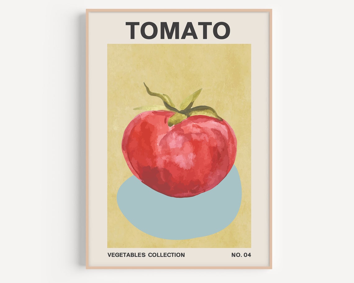 Tomato Watercolor Red Fruit Kitchen Mid Century Modern Print