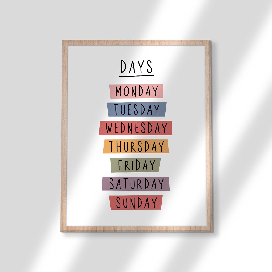 Days of the Week Colorful Labels Educational Kids Classroom Poster - Image 3