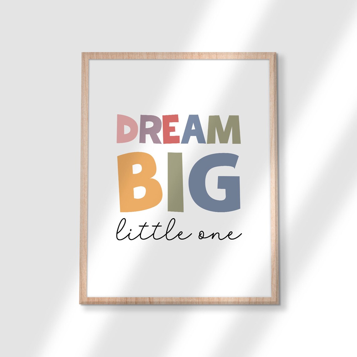 Dream Big Little One Colorful Boho Nursery Kids Quote Poster - Image 3
